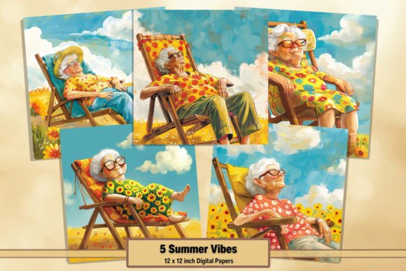 Download Summer Grandma Digital Papers Pack 57 - Digital papers pack Collection