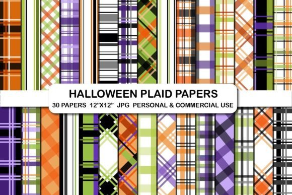 Download Halloween Plaids Digital Papers Pack - Digital papers pack Collection