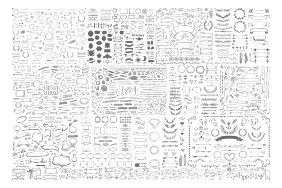 Download 998 Hand Drawn Frames, Banners &amp; Ribbons - Frame Collection