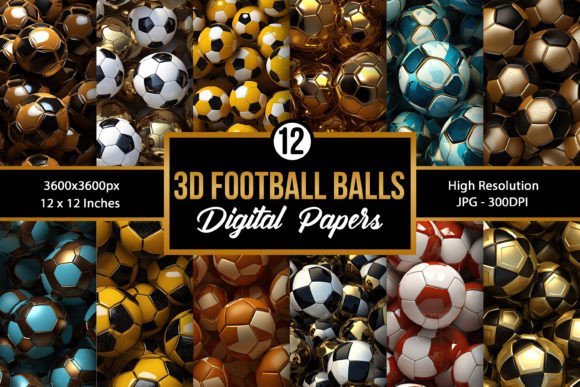 Download 3D Football Balls Digital Papers Pack - Digital papers pack Collection