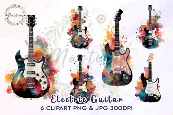 Download Electric Guitar  Watercolor Clipart - Guitar Collection