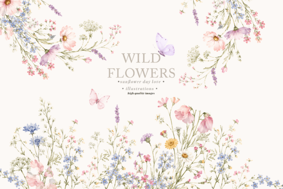 Download Wildflowers Butterflies Frame Clipart - Frame Collection