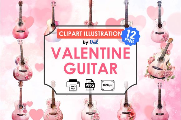 Download Valentine Guitar Clipart Bundle - Guitar Collection