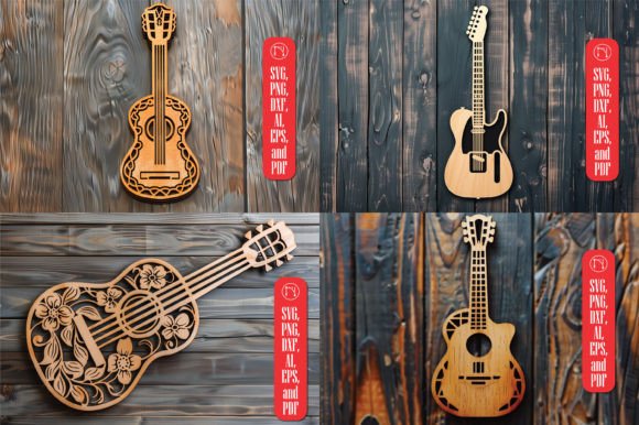 Download Laser Cut Guitar SVG Cut File Bundle - Guitar Collection