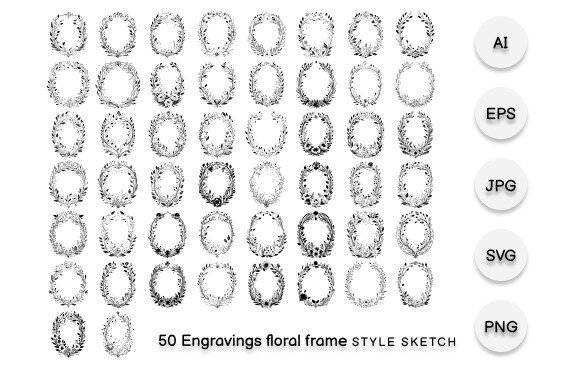 Download Engravings Floral Frame Element Black - Frame Collection