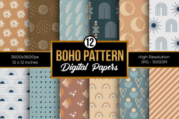 Download Boho Pattern Digital Papers Pack - Digital papers pack Collection