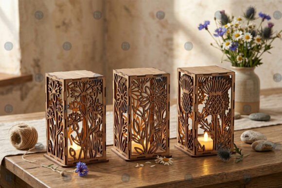 Download Laser Cut Wildflowers Lantern SVG Bundle - Lantern Collection