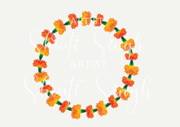 Download Marigold Flower Garland Frame Element - Frame Collection