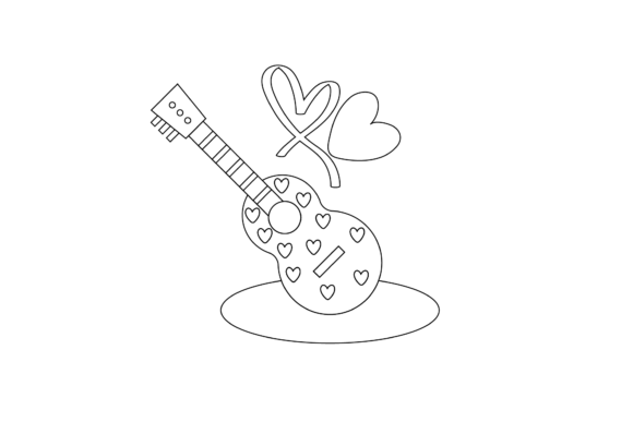 Download Valentine Guitar Coloring Page - Guitar Collection