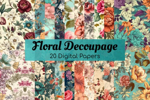 Download Floral Decoupage Digital Papers Pack - Digital papers pack Collection
