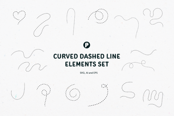 Download Curved Dashed Line Elements Set - Curved Collection