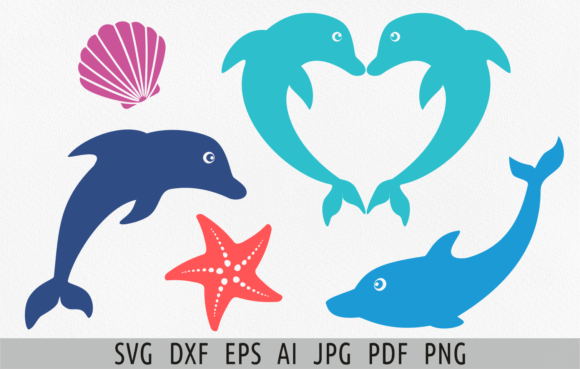 Download Dolphins Sea Creatures Shell SVG - Premium Resources