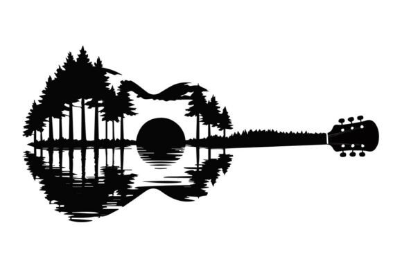 Download Guitar Sunset SVG- Acoustic Music - Guitar Collection